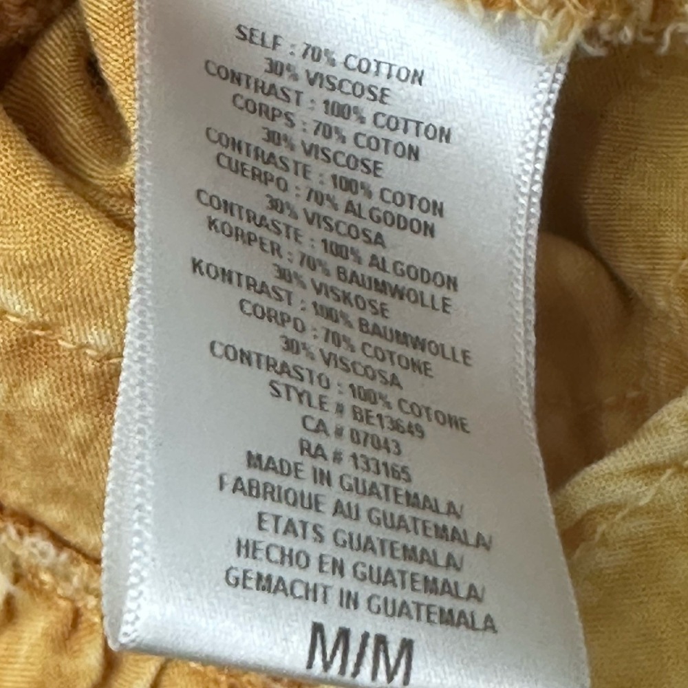 Eri + Ali Anthropologie Mustard Yellow Smocked Crochet Lace Ruffle Tank Top M - Picture 6 of 8